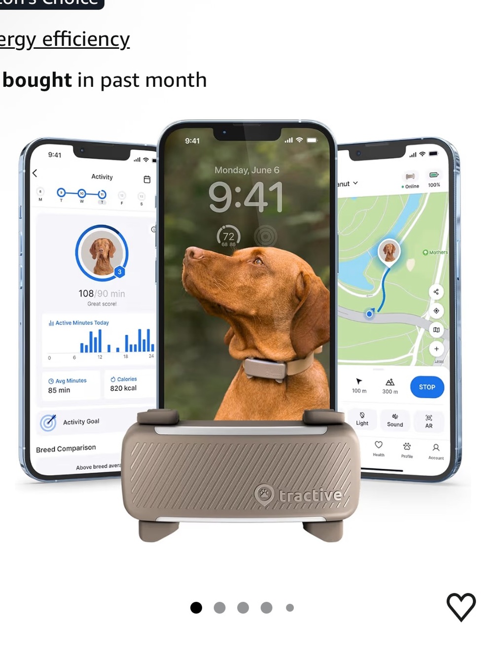New Tractive Dog GPS & Health Tracker - Sandstone Beige/Brown